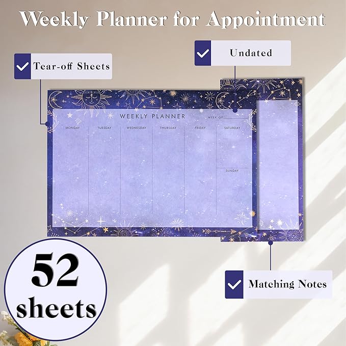 Undated Weekly Planner Notepad 10x7 To Do List Note Pad 52 Weekly Desk Planner - Image 2