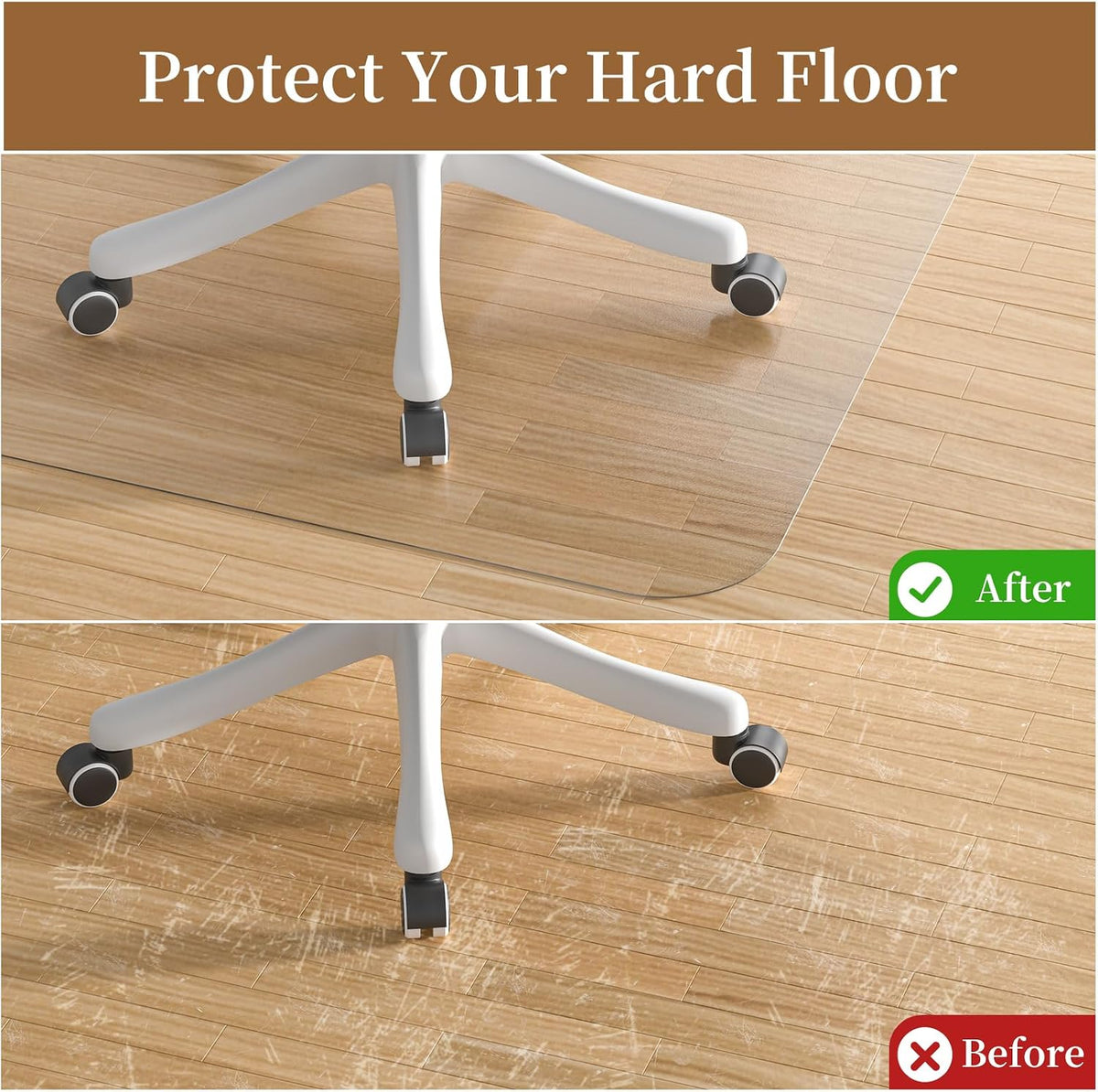 Office Chair Mat for Hardwood Floor - 48" X 48" PVC Clear Floor Pro...