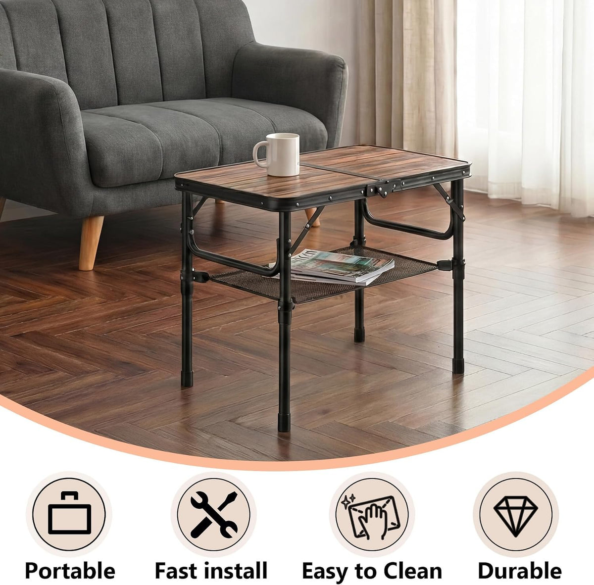 YihuiKo Folding TV Tray, Lightweight Portable Small Foldaing Table
