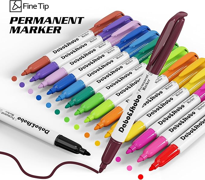 Dabo&Shobo 80 Pack Permanent Markers Assorted Colors, Fine Point, 16 Colors - Image 5