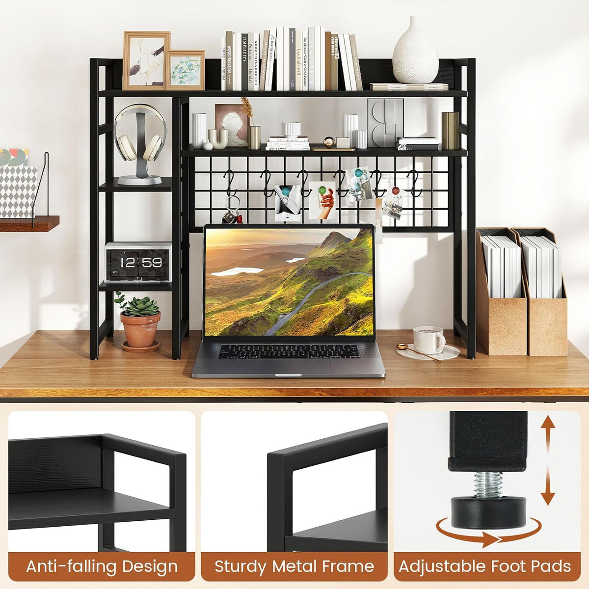 GIANTEX Desktop Bookshelf, 37" Desk Shelf for Up to 32" Computer Mo...