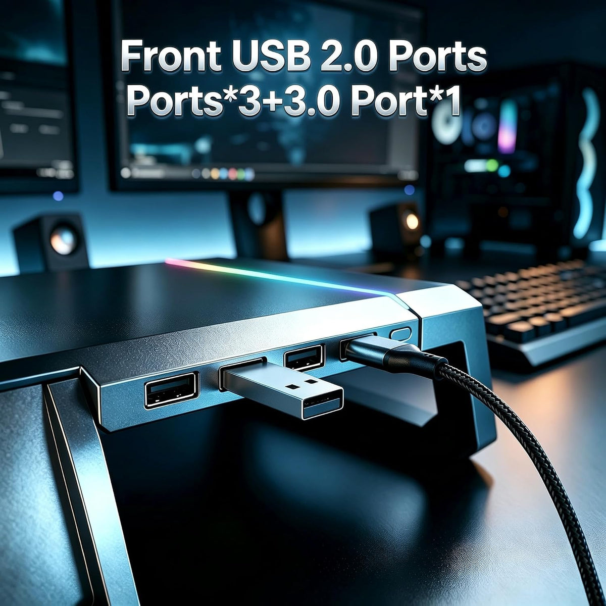 Computer Monitor Stand Riser with Storage Drawer, USB Hub, RGB