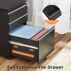 INTERGREAT 3 Drawer File Cabinet, Metal Filling Cabinets - Image 7
