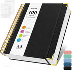 Bullet Dotted Journal Spiral Notebook, 300 Pages Leather Notebooks by OMEYA