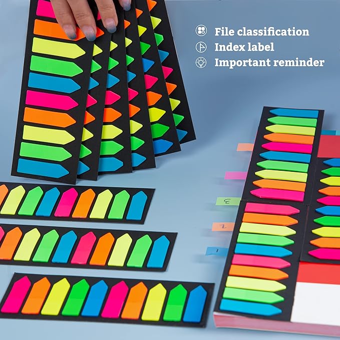 Golcellia Fluorescent Translucent Sticky Note Flags, Arrow Sticky Notes - Image 7