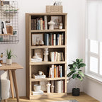blini 5-Shelf Tall Bookcase Wooden Bookshelves 33in Wide Floor Standing Display - Image 7