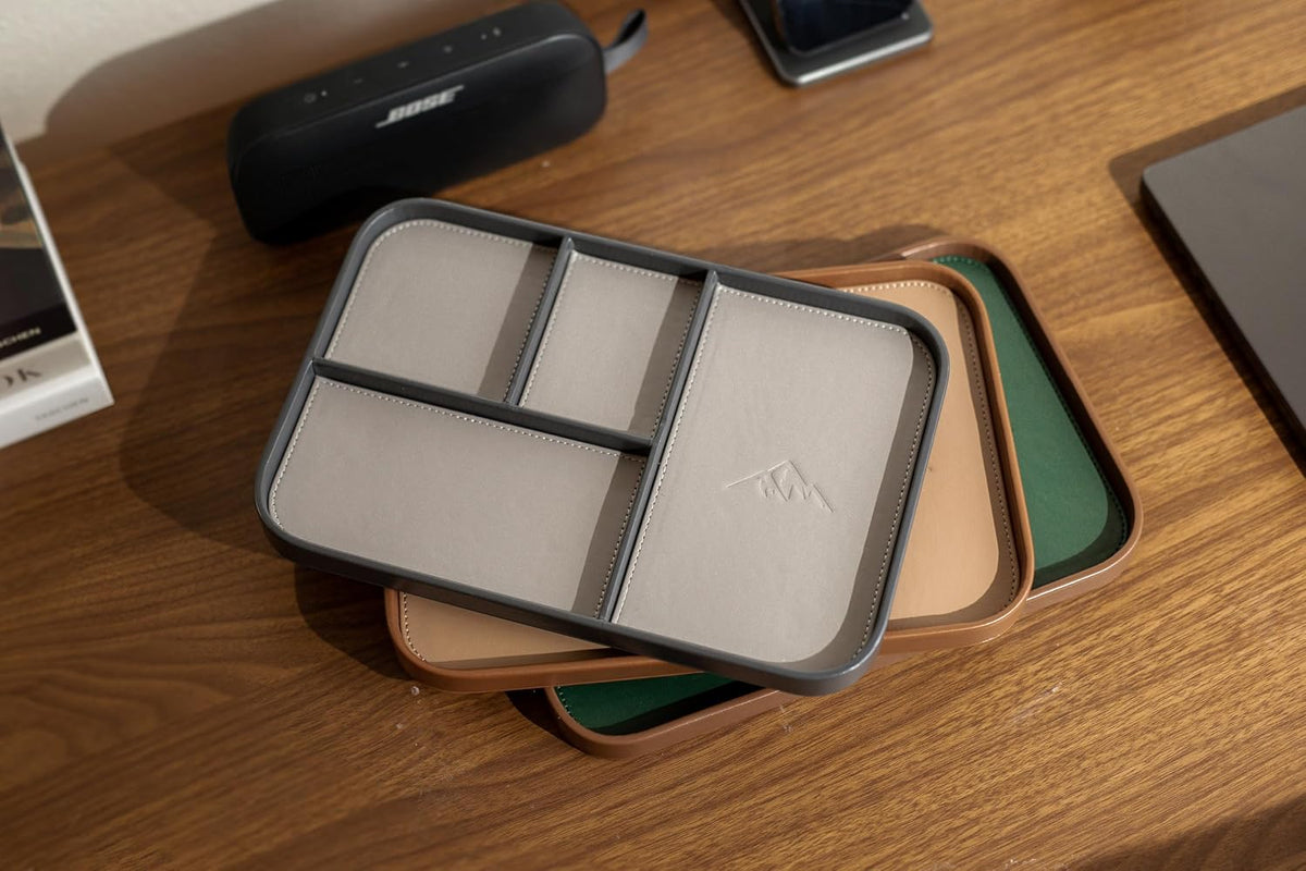 MUUJEE Leather Catchall Multitray (Design 2) - 11.65 x 7.75 x 0.8, Mountain D...