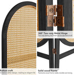 Asnefeli Room Divider 3 Panel, Hand-Woven Rattan Room Divider - Image 2