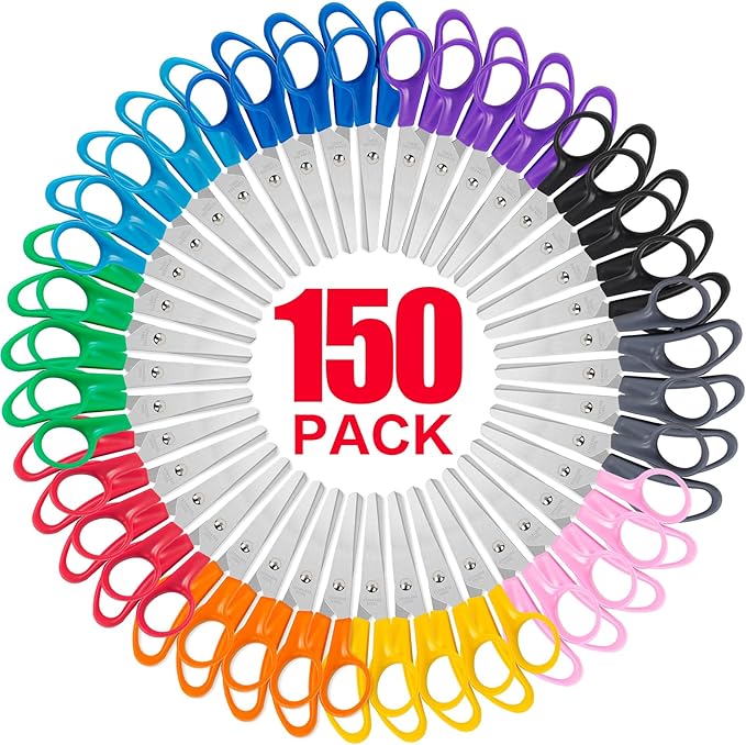 Toidgy 150 Packs Kids Scissors, 5 Inch Scissors Bulk by Toidgy