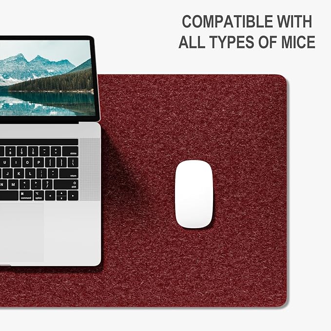 Auhoahsil Felt Desk Mat, Minimalist Large Mouse Pad XXL 35.5 x 15.7 in - Image 4