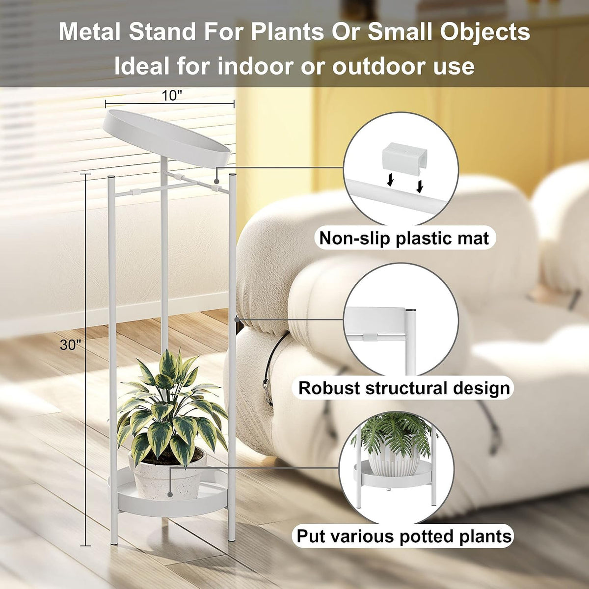 Plant Stand,2 Tier Metal Flower Plants Holder with 2 Removable Display for In...