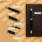 Webson Gill Show Up' Black Luxury Executive Fountain Pen, Woven Lacquer & Chrome - Image 9