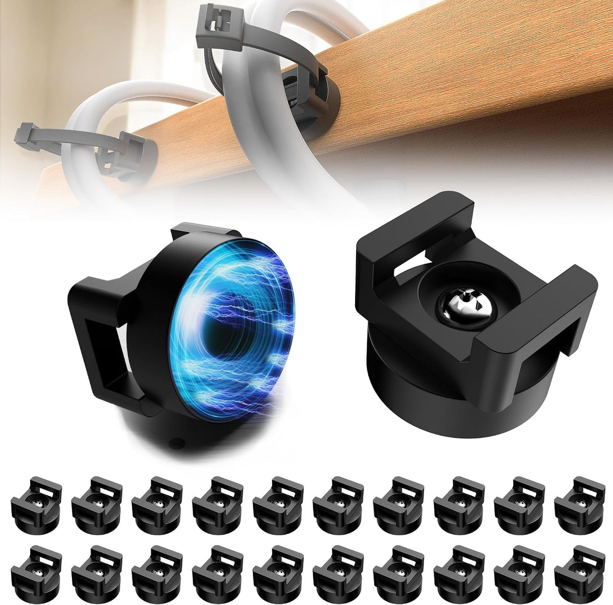 20 Pcs Magnetic Zip Tie Mount Base 26lbs Strong Magnetic Zip Tie Holder Multi...
