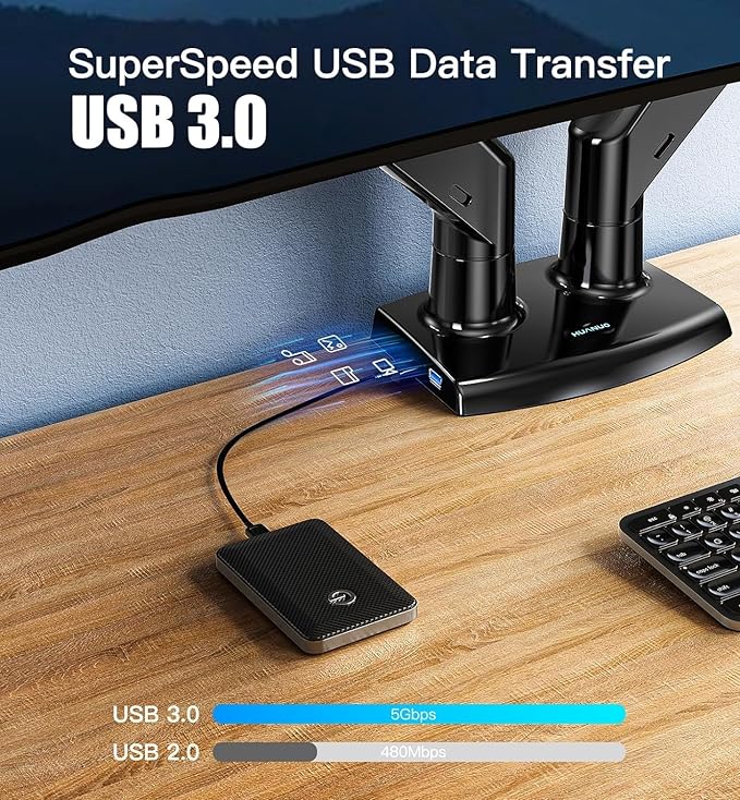 HUANUO 13 to 40 Inch Dual Monitor Arm - Image 6