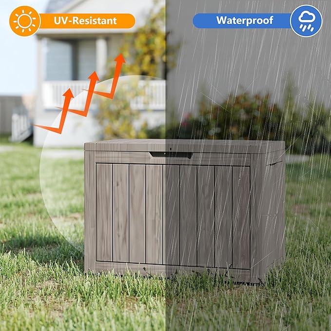 Yardgrace 35 Gallon Small Waterproof Outdoor Storage Box, Resin Deck Box - Image 2