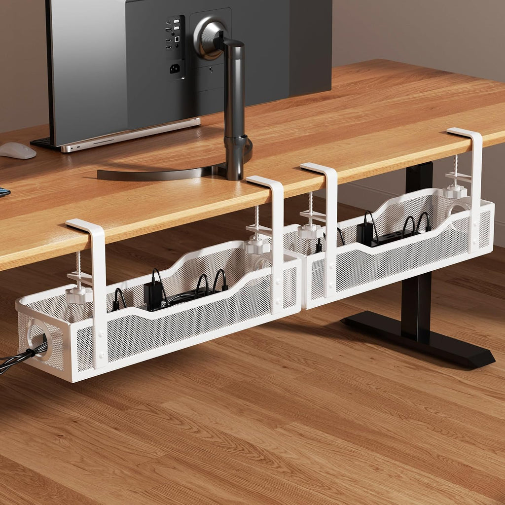 2 Pack Under Desk Cable Management Tray, Cinati Cord Organizers