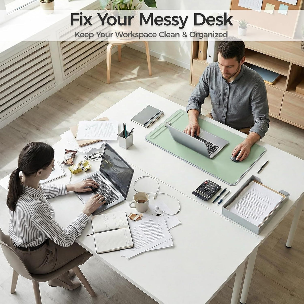 Premium Double-Sided Faux Leather Desk Pad – Non-Slip, Waterproof, with Magne...
