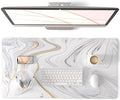 QIYI Large Mouse Pad, Cute Marble White Desk Mat, PU Leather Desk Protector by QIYI