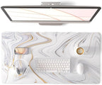 QIYI Large Mouse Pad, Cute Marble White Desk Mat, PU Leather Desk Protector by QIYI