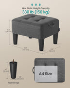 songmics foot stool, small linen-look fabric ottoman with, close-up detail