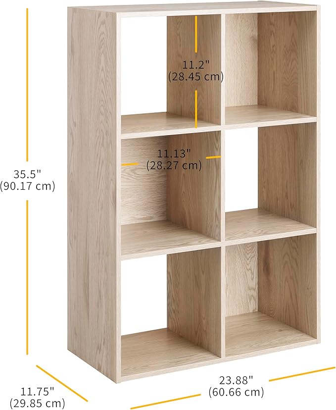 Whitmor 6 Cube Bookcase Storage Organizer, 3 Tier Stackable MDF Bookshelf - Image 2
