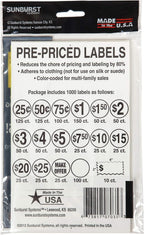 Sunburst Systems 7035 Priced Garage Sale Stickers, 1,000 Count Pre-Printed Labels, Pink