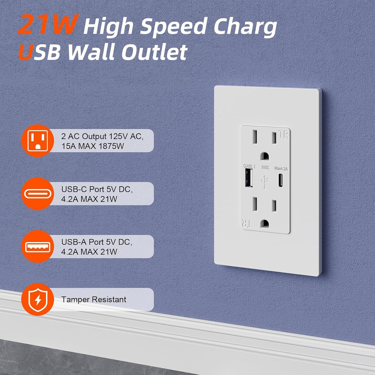 in Wall Cable Management Kit,2AC+USB-a+USB-c,in Wall Power Kit for Unreachabl...