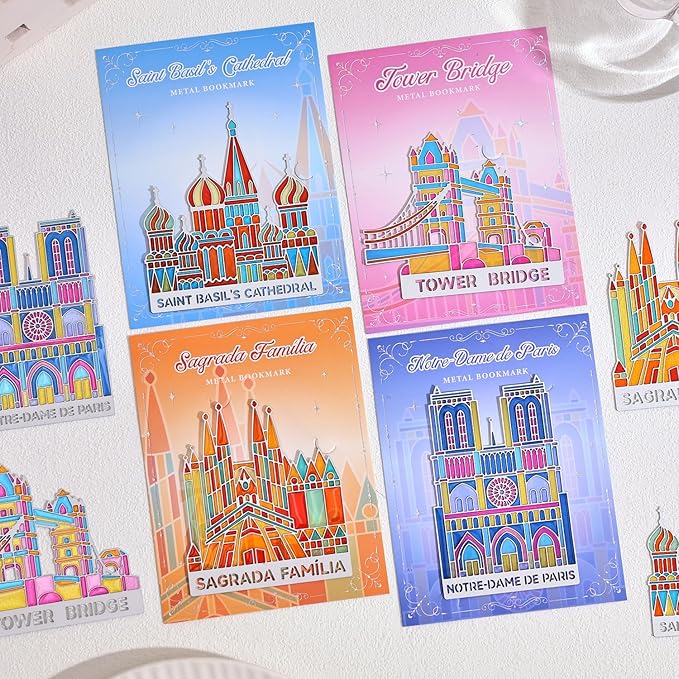4pcs Metal Bookmarks with Transparent Design, Cute Book Marks - Image 8