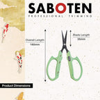 Saboten Fluorine Coated Straight Blade Trimming Scissors Green PT-1 160mm - Image 2