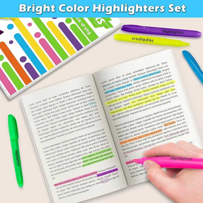 V-Opitos 30 Pack Highlighters in 6 Assorted Colors, No Bleed, Bright - Image 2