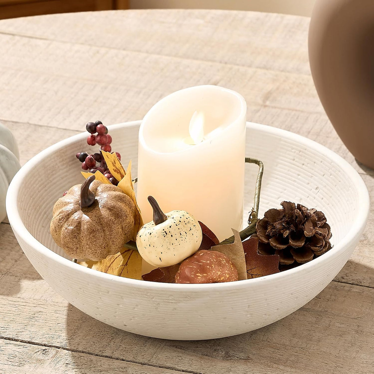 Ceramic Decorative Table Bowl Trays Home Room Decor Farmhouse (10" Rustic)