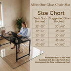 Tempered Glass Chair Mat for Hardwood Floor & Low Pile Carpet, 30" x 48" Heavy Duty Office Chair Mat with Non-Slip Pads, Scratch Resistant Floor Protector for Home Office