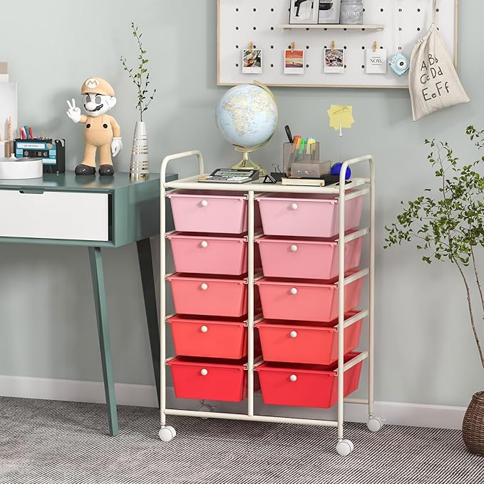 GLACER 10 Drawer Rolling Cart, Storage Cart - Image 2