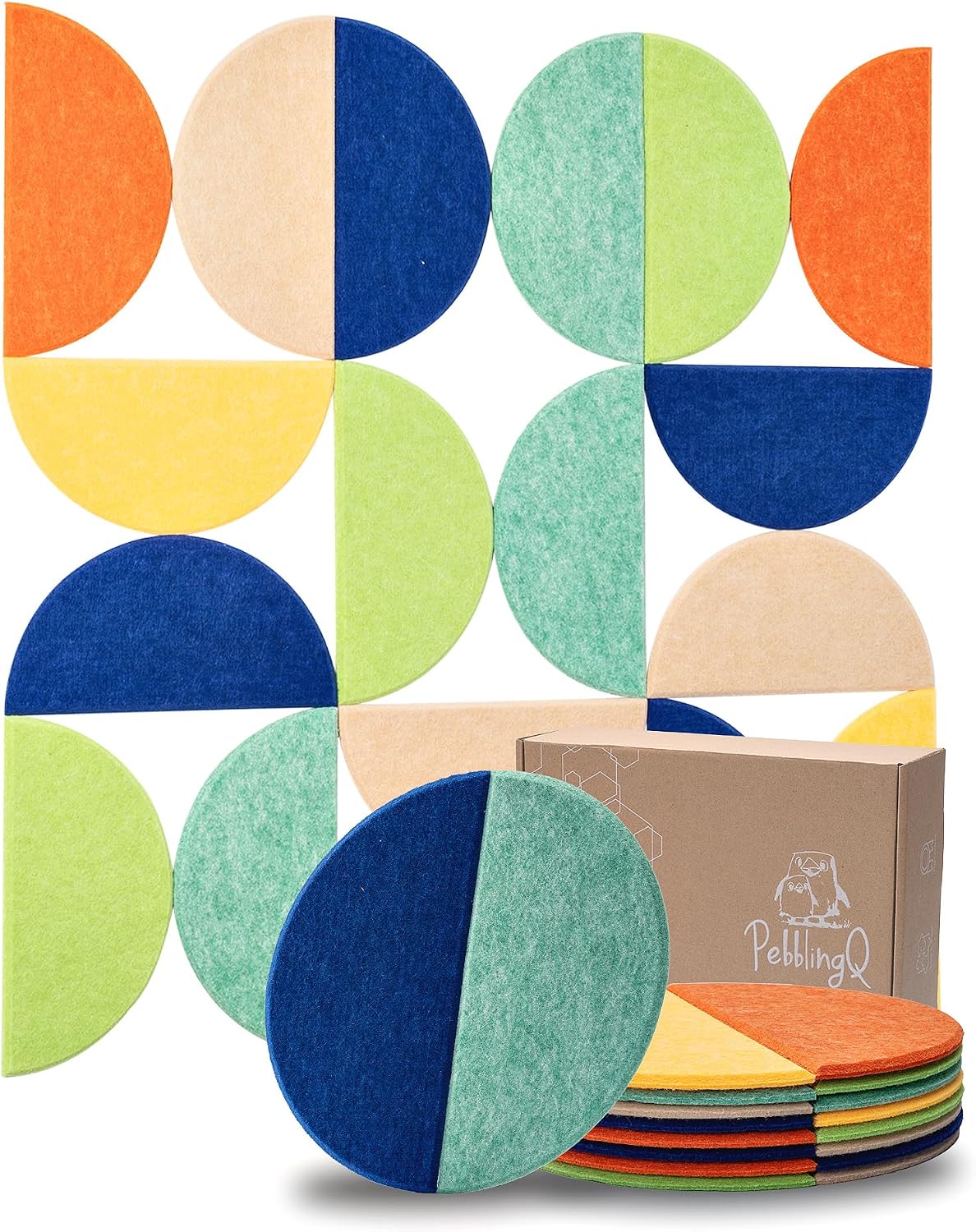 Semi-Circular Felt Wall Tiles for Bulletin Boards, Citria