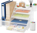 Marbrasse Desk Organizer with File Holder, 5-Tier Paper Letter Tray Organizer by Marbrasse