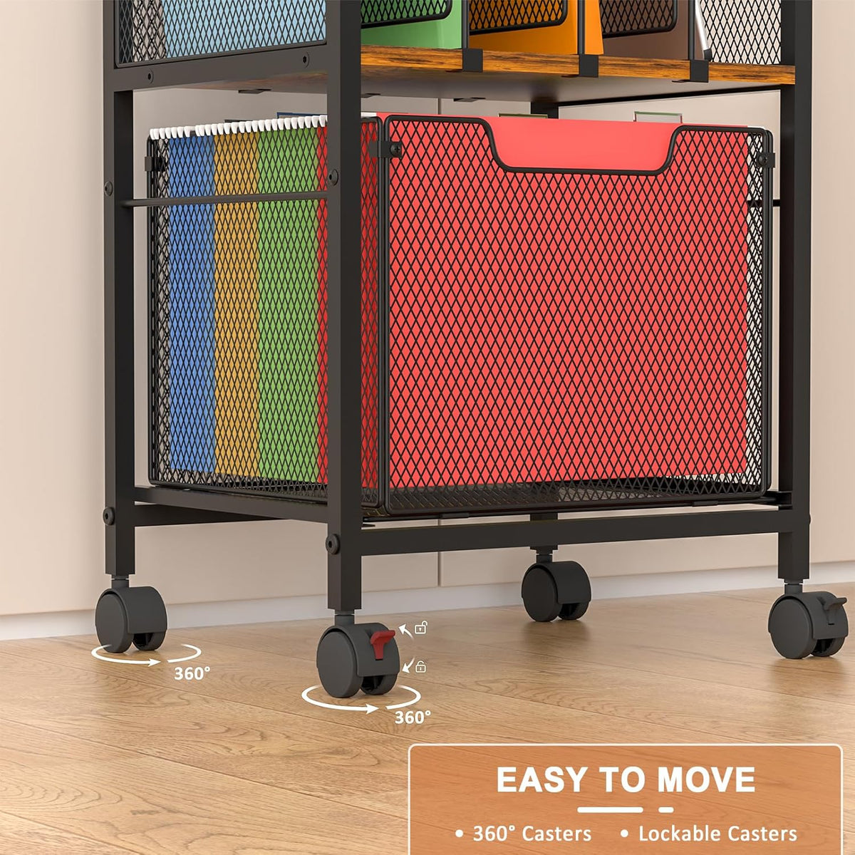 Tiaoheka Rolling File Cabinet with Adjustable Dividers, Vertical Filing Cabin...