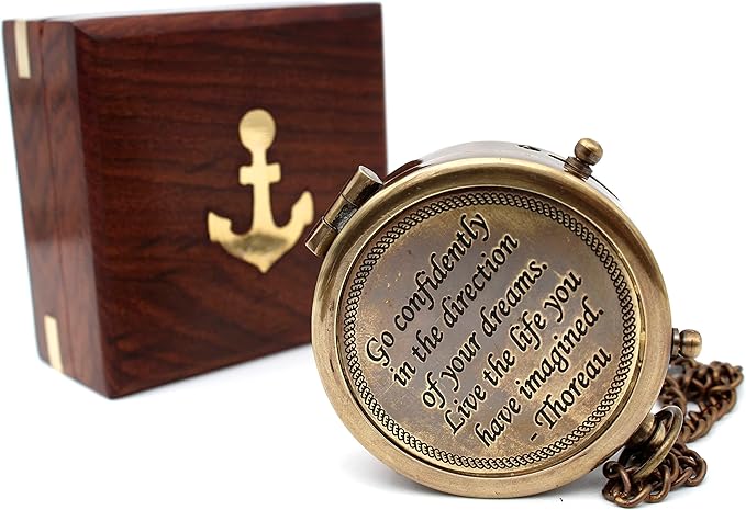 Be Strong and Courageous, Do Not Be Afraid Brass Engraved Compass by USHandicrafts