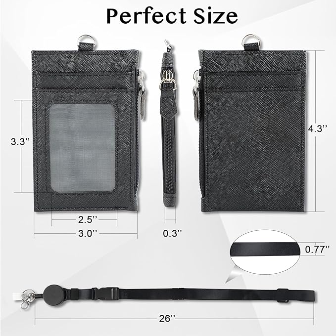 DELSWIN Badge Holder with Retractable Lanyard, PU Leather ID Badge Card Holder - Image 5