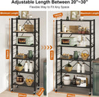 himix 6-tier foldable storage shelves with wheels adjustable shown in use