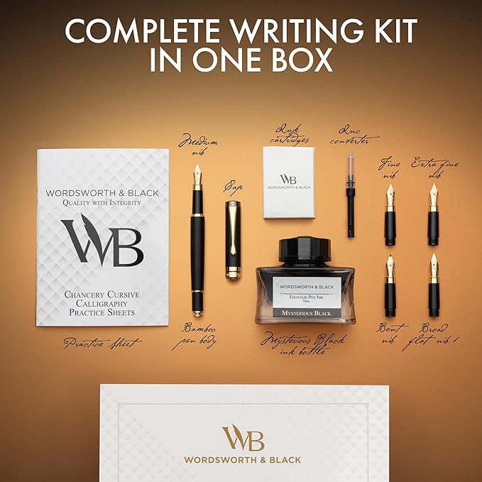 Wordsworth & Black Fountain Pen Gift Set, Includes Ink Bottle, 6 Ink Cartridges - Image 3