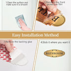 Bathroom Sign Sticker for Business and Home，Self-adhesive Brushed Gold Bathroom - Image 3