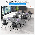 Goakwwuz Conference Room Table, Folding Conference Tables, Thicken Grey Tabletop - Image 6