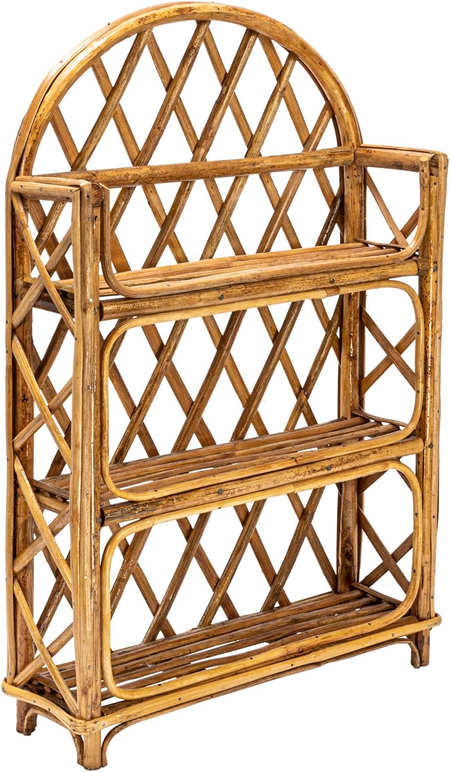 Bloomingville Boho Arched Woven Rattan 3-Tier Wall Shelf, Natural