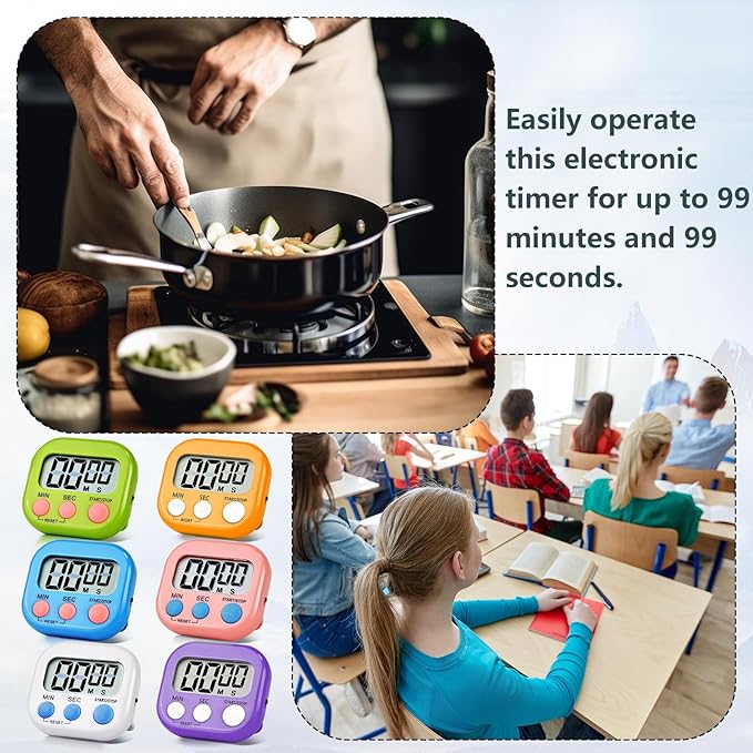 4 Pack Orange Digital Kitchen Timer Magnetic Digital Timer - Image 6