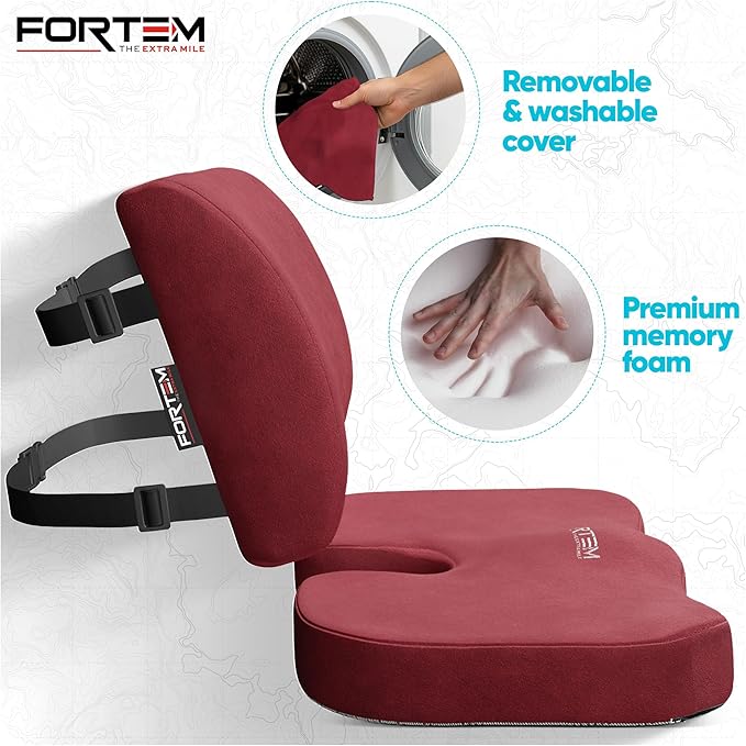 FORTEM Seat Cushion, Office Chair Cushion, Lumbar Support Pillow - Image 3