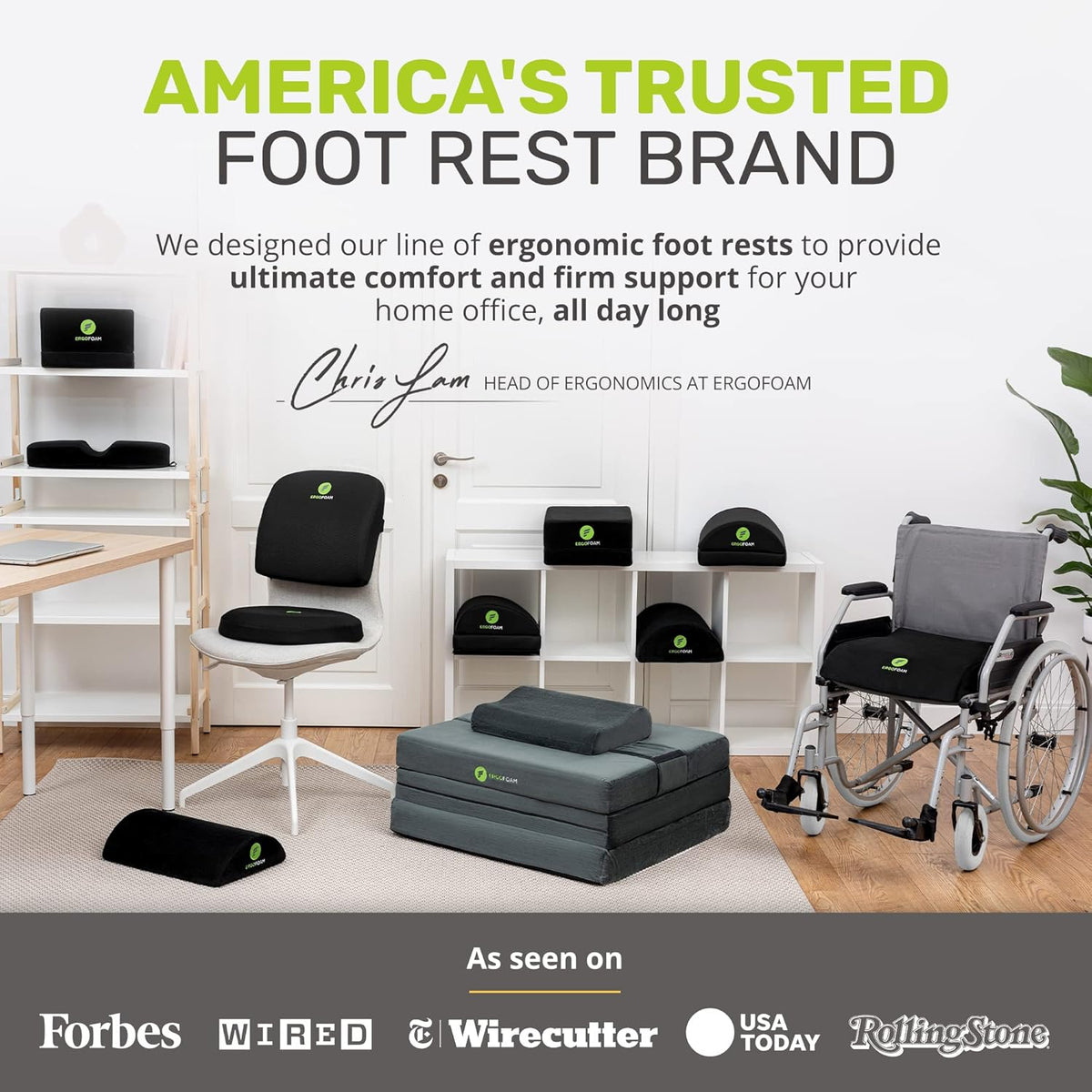 ErgoFoam Foot Rest - Chiropractor-Endorsed Orthopedic Teardrop Design 2in1 Ad...