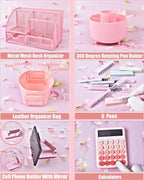 LXEVIHK 21Pcs Pink Desk Organizers and Accessories - Image 4