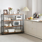 HCHQHS Bookshelf, 4-Tier Industrial Bookcase, Rustic Wood and Metal Open - Image 8