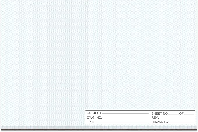 1 Pack 50 Sheets 11" x 17" Isometric Graph Paper Pad Landscape by gisgfim