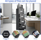 SUXXAN 4 Drawer File Cabinet, Metal Vertical Black Filing Cabinets - Image 8